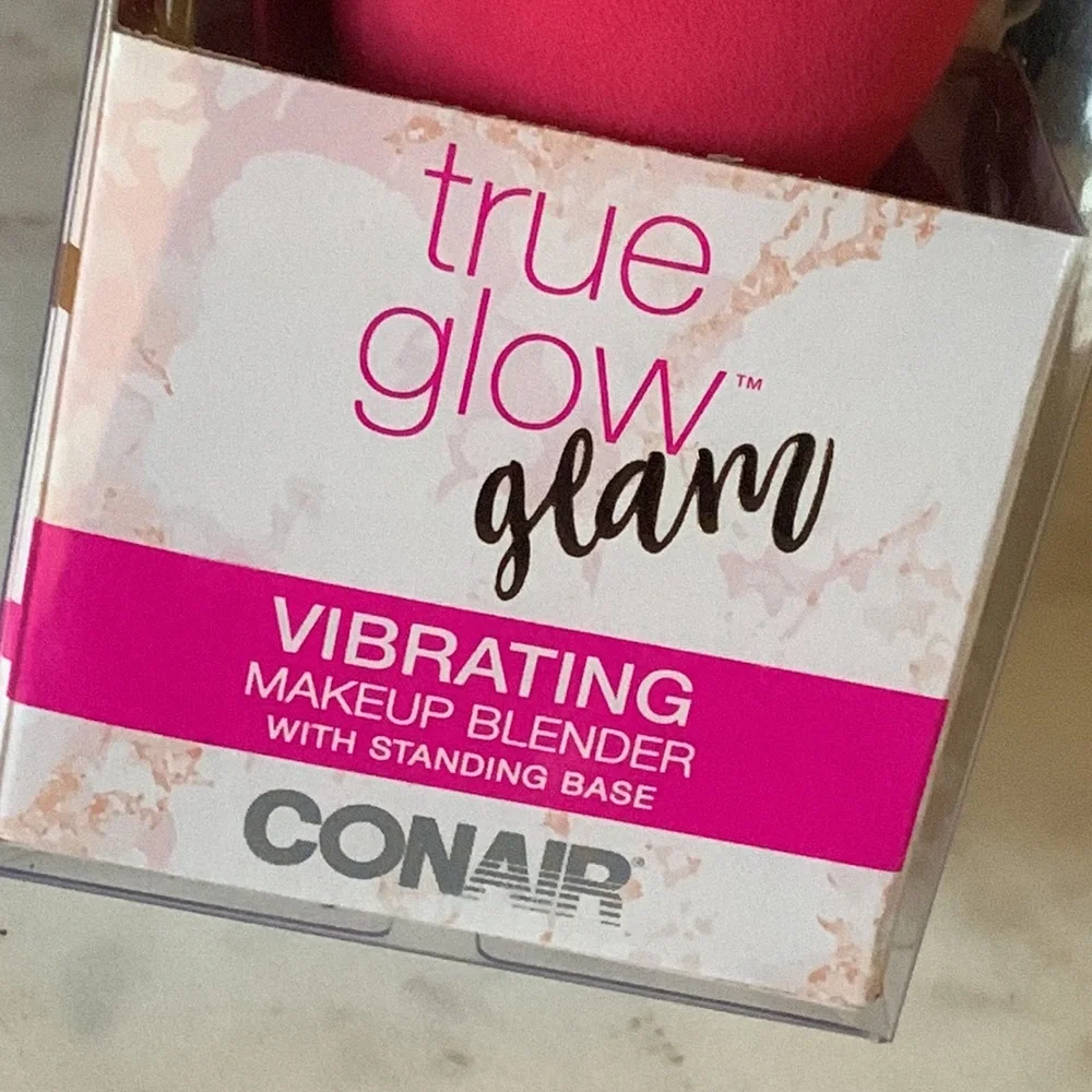 True Glow by Conair Vibrating Makeup Blender with Standing Base